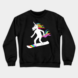 Snowboarding unicorn rainbow colored Crewneck Sweatshirt